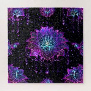Verzierte Lotus-Blume Nahtloses Symbol Puzzle