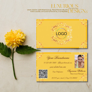Verzierte Mandarine Orange Logo Foto und QR Code Visitenkarte