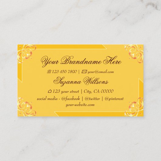 Verzierte Mandarine Orange mit Logo-Chic Inspirati Visitenkarte (Rückseite)