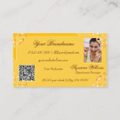 Verzierte Mandarine Orange Monogram Foto QR Code Visitenkarte (Rückseite)