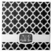 Verzierte marokkanische Trellis (Silber) (Monogram Fliese (Vorderseite)