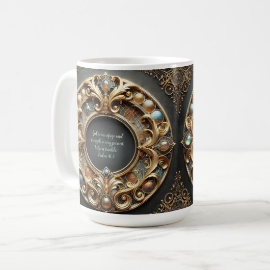 Verzierte Metall- und Juwelierverse Kaffeetasse (Vorderseite Links)