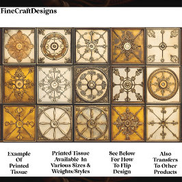 Verzierte Mixed Tiles Brown Bronze Gold OM6 Decoup Seidenpapier
