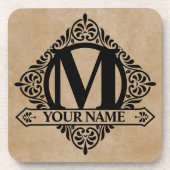 Verzierte Monogram Design Becherdeckel Getränkeuntersetzer (Vorderseite)