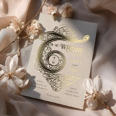 Verzierte Monogram Wedding Elegant Typografie Folieneinladung