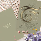 Verzierte Monogram Wedding Elegant Typografie Folieneinladung