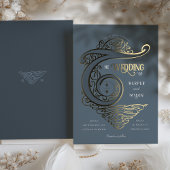 Verzierte Monogram Wedding Elegant Typografie Folieneinladung