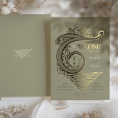 Verzierte Monogram Wedding Elegant Typografie Folieneinladung
