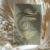 Verzierte Monogram Wedding Elegant Typografie Folieneinladung
