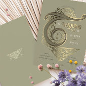 Verzierte Monogram Wedding Elegant Typografie Folieneinladung