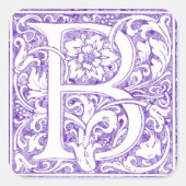 verzierte Monogramm ‚B‘ Quadratischer Aufkleber (Vorderseite)