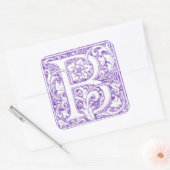 verzierte Monogramm ‚B‘ Quadratischer Aufkleber (Umschlag)