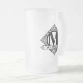Verzierte Monogramm Design Mattierte Glasbierbläse Mattglas Bierglas (VorderseiteRechts)