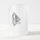 Verzierte Monogramm Design Mattierte Glasbierbläse Mattglas Bierglas (Vorderseite Links)