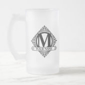 Verzierte Monogramm Design Mattierte Glasbierbläse Mattglas Bierglas (Links)