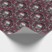 Verzierte Möwen und Blume auf Wein Geschenkpapier (Ecke)