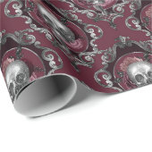 Verzierte Möwen und Blume auf Wein Geschenkpapier (Rolleneckpunkt)