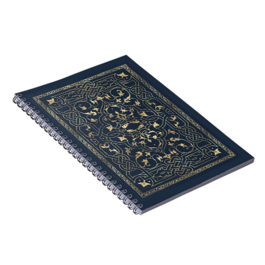 Verzierte Navy und Gold Frame Notebook Notizblock (Rechte Seite)