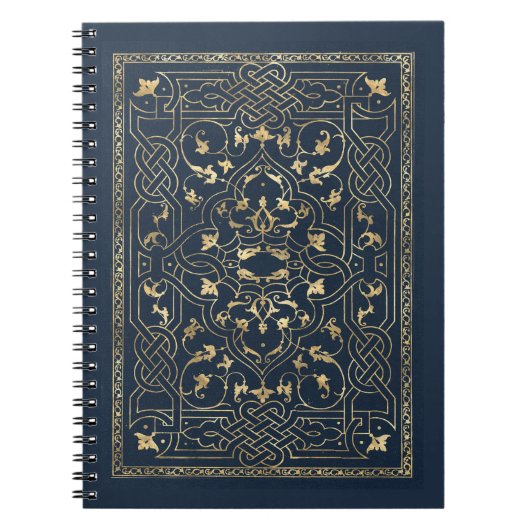 Verzierte Navy und Gold Frame Notebook Notizblock (Vorderseite)
