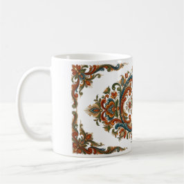 Verzierte Norwegische Rosemaling-Stil-Blumen-Kunst Kaffeetasse
