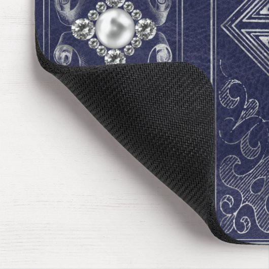 Verzierte Opulenz | Blauer und Silberschmuck Geblü Mousepad (Ecke)