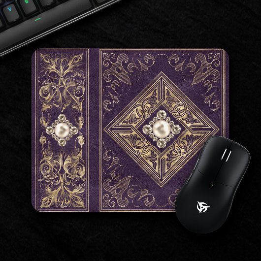 Verzierte Opulenz | Lila und Goldschmuck Geblüht Mousepad