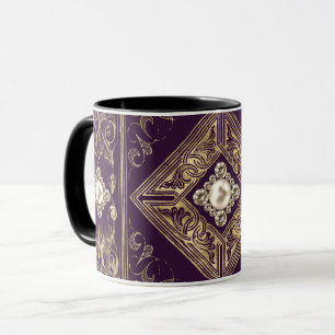 Verzierte Opulenz Lila und Goldschmuck Geblüht Tasse