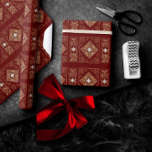 Verzierte Opulenz | Red and Gold Jeweles Geblüht Geschenkpapier