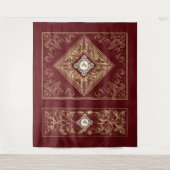 Verzierte Opulenz | Red and Gold Jeweles Geblüht Wandteppich (Vorderseite)