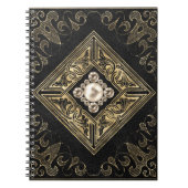 Verzierte Opulenz | Schwarz-Gold-Juwelen-Blüh Notizblock (Vorderseite)