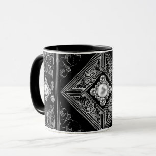 Verzierte Opulenz   Schwarzer und Silberschmuck Ge Tasse