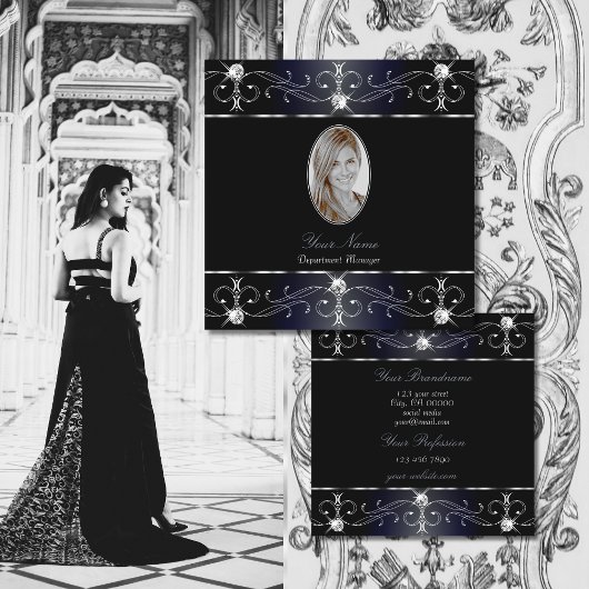 Verzierte Ornamente aus Schwarz-Blau-Augen-Auge hi Quadratische Visitenkarte