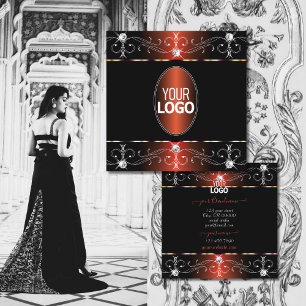 Verzierte Ornamente aus schwarzem Kupfer mit Logo Quadratische Visitenkarte