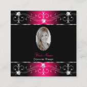 Verzierte Ornamente aus schwarzrosa Auge hinzufüge Quadratische Visitenkarte (Vorderseite)