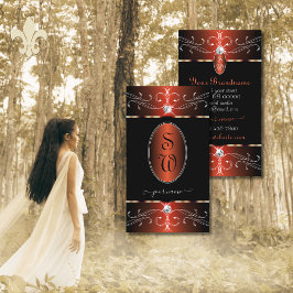 Verzierte Ornamente in Schwarz und Kupfer Monogram Visitenkarte