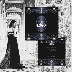 Verzierte Ornamente mit Logokombinationen in Schwa Quadratische Visitenkarte