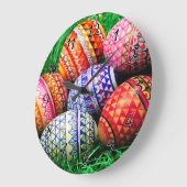 Verzierte Ostereier Große Wanduhr (Winkel)