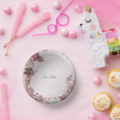 Verzierte Papiertücher mit rosa Blütenpapier Pappteller (Party)