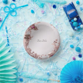 Verzierte Papiertücher mit rosa Blütenpapier Pappteller (Party)