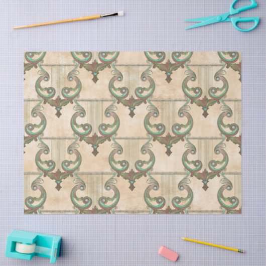 Verzierte Patina Harps auf Tan Decoupage Seidenpapier (Basteln)