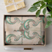 Verzierte Patina Harps auf Tan Decoupage Seidenpapier (Geschenk)