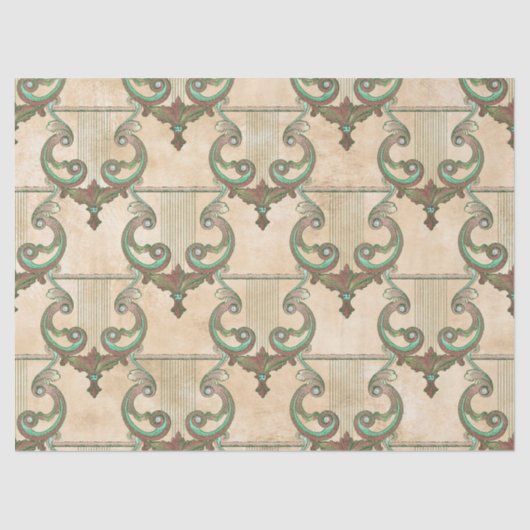 Verzierte Patina Harps auf Tan Decoupage Seidenpapier (Vorderseite)