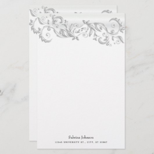 Verzierte Perle auf Weiß Briefpapier (Vorne/Hinten)