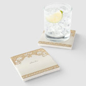 Verzierte Perlen aus Gold Stone Untersetzer (Seitenansicht)