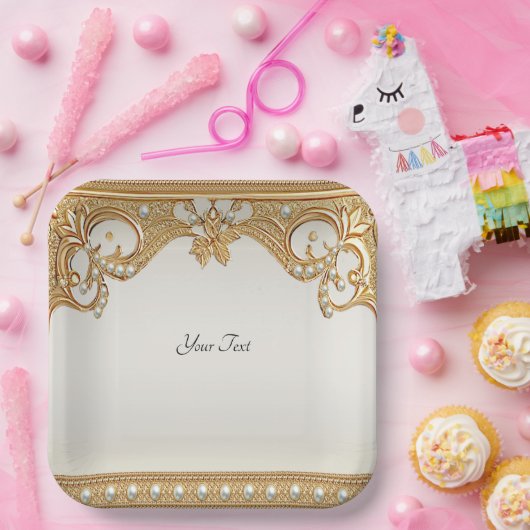 Verzierte Perlen-Papierplatte Pappteller (Party)