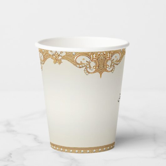 Verzierte Perlen Papiertasse Pappbecher (Vorderseite)