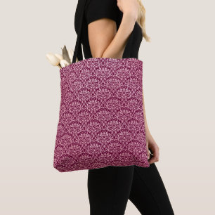 VERZIERTE PINK-BURGUNDY-BLUMENPATTER TASCHE
