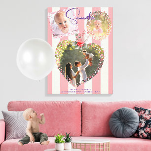 Verzierte Rahmen 3 Foto Rosa 1. Weihnachtsstein Leinwanddruck