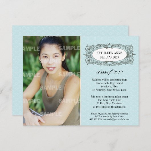 Verzierte Rahmen Abschluss Einladung (Vorne/Hinten)