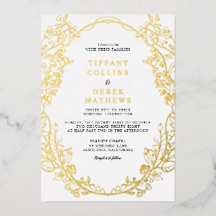 Verzierte Rahmen Elegant Wedding Gold Folieneinladung
